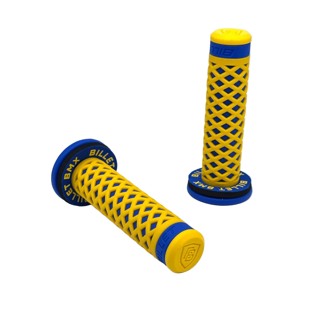 Billet BMX Ultra Grips Diamond Series Handlebar Grips BLUE / GOLD