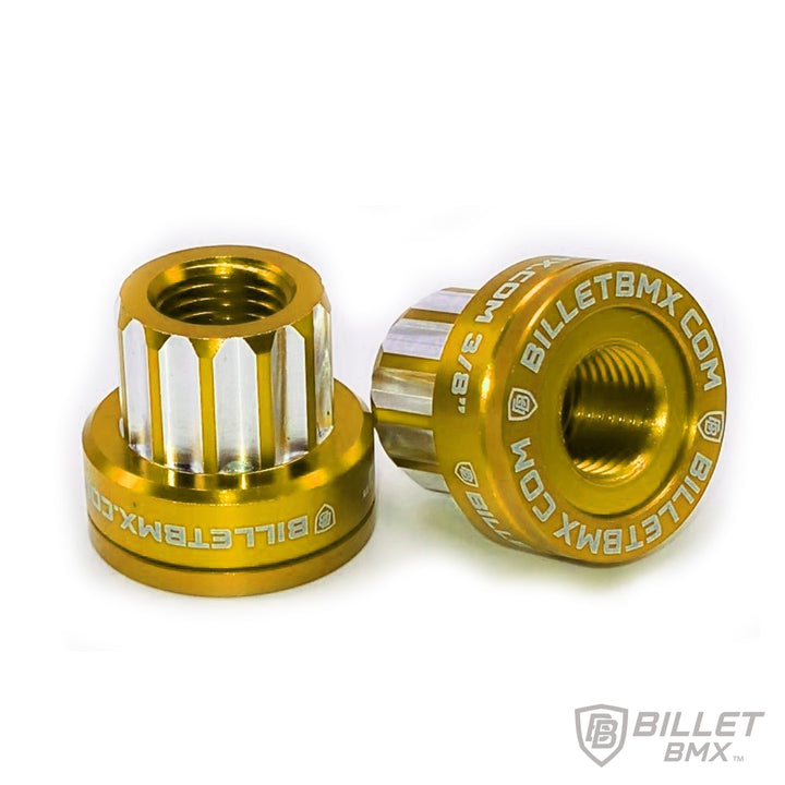 BILLET BMX™ Deez Nuts™ 12 Point Rear Axle Nuts 14x1.50mm SPECIAL SIZE FOR ZOOZ REAR AXLE (2 Pack) by Billet BMX wheel Billet BMX GOLD  