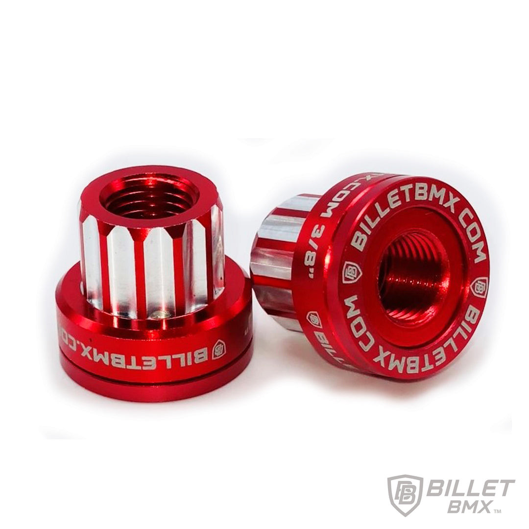 BILLET BMX™ Deez Nuts™ 12 Point Rear Axle Nuts 14x1.50mm SPECIAL SIZE FOR ZOOZ REAR AXLE (2 Pack) by Billet BMX wheel Billet BMX RED  