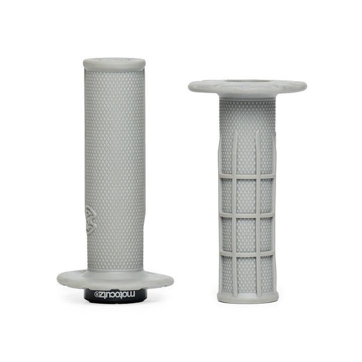 Universal Half Waffle Single Side Bolt-On Grips Grey - Zoozbikes