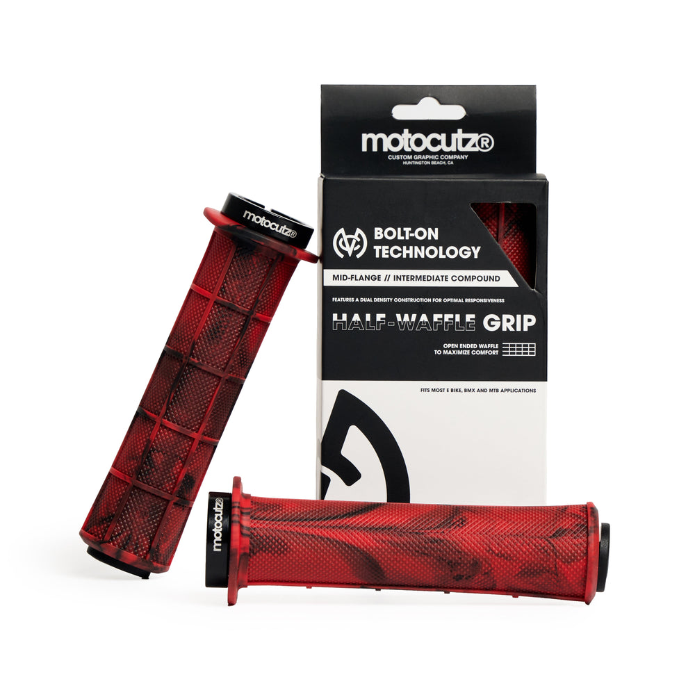 Mid Flange Bolt-On Grips Red Dye - Zoozbikes