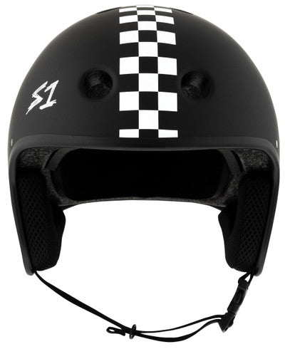 S1 Retro Lifer E-Helmet  - BLACK MATTE W/ CHECKERS item Zooz Bikes   