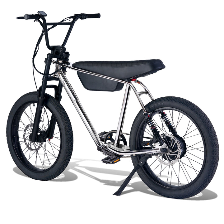 Zooz Electric Bike Ultra Flex Cuda Chrome Rear 3/4 view