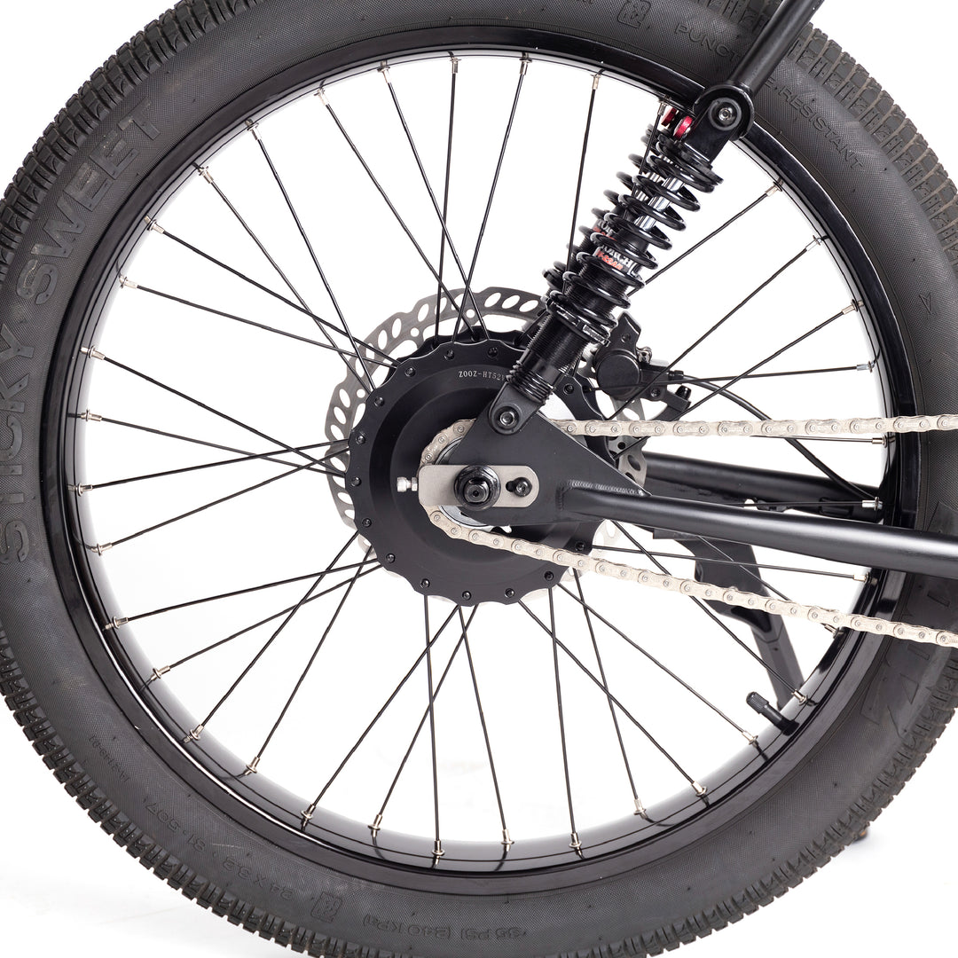 Zooz Electric Bike Ultra Flex Midnight Black Cog Side View