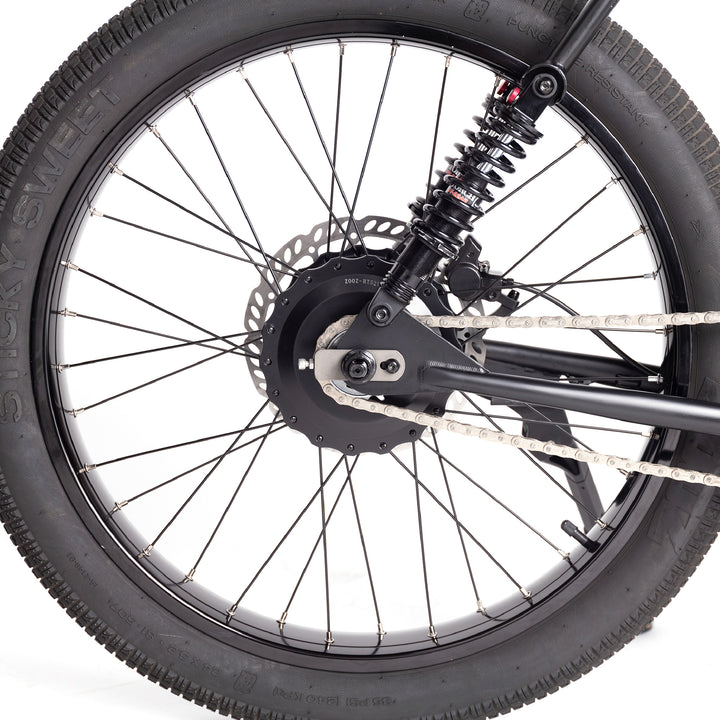 Zooz Electric Bike Ultra Flex Midnight Black Cog Side View