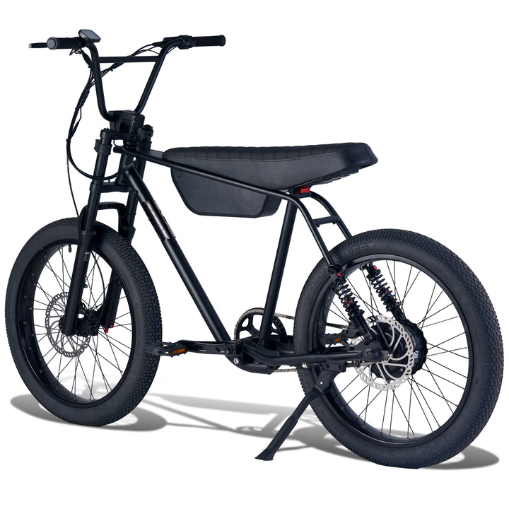 Zooz Electric Bike Ultra Flex Midnight Black rear 3/4 view