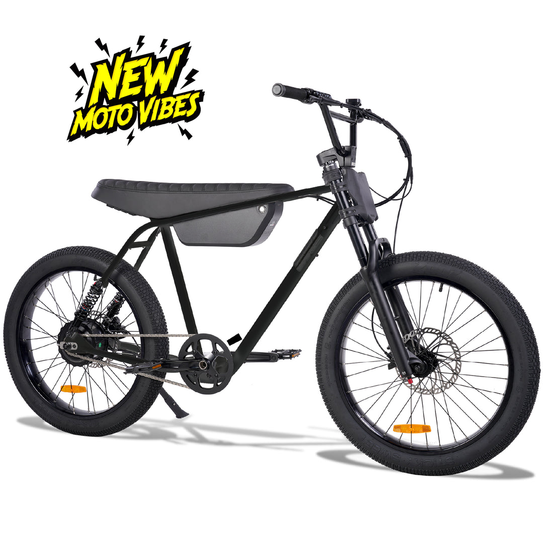Zooz Electric Bike Ultra Flex Gen 3 Low Bar Midnight Black drive 3/4 view