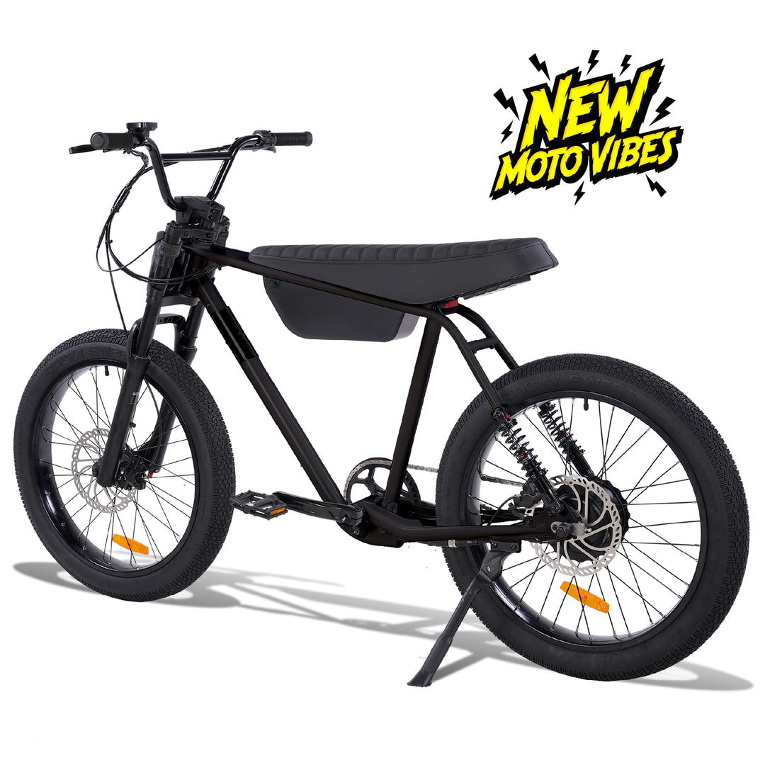Zooz Electric Bike Ultra Flex Gen 3 Low Bar Midnight Black rear non drive 3/4 view