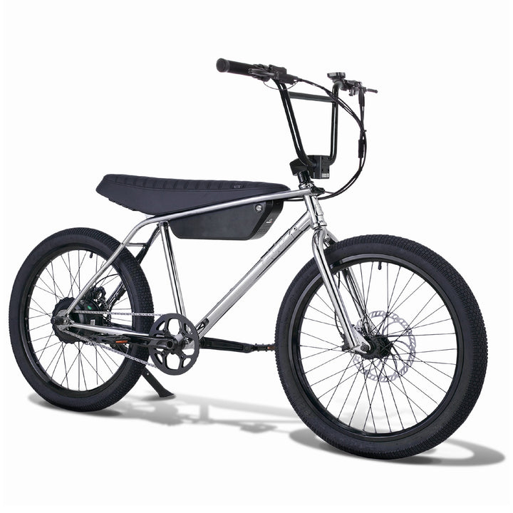 Zooz Electric Bike Ultra Urban Cuda Chrome 3/4 view