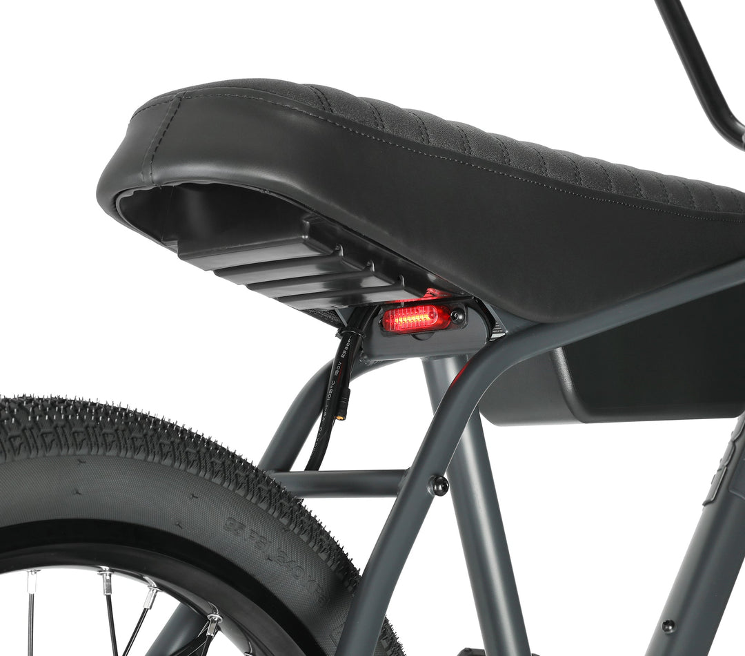 Zooz Electric Bike Ultra Urban Raven Black tail light rear 3/4 view