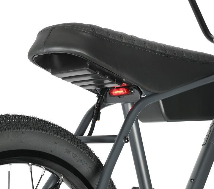Zooz Electric Bike Ultra Urban Raven Black tail light rear 3/4 view