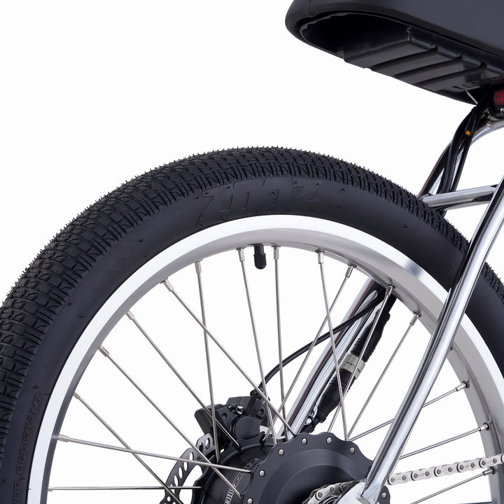 Zooz Electric Bike Ultra Urban Gen 5 Chrome valve rear 3/4 view