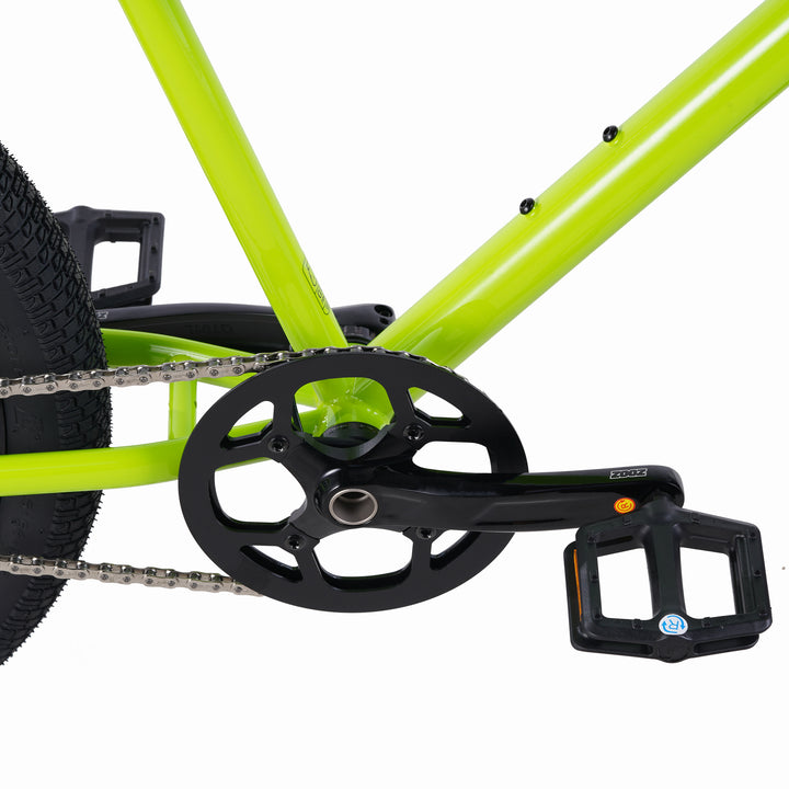 Zooz Electric Bike Ultra Urban Gen 5 Glow Worm crankset above side view