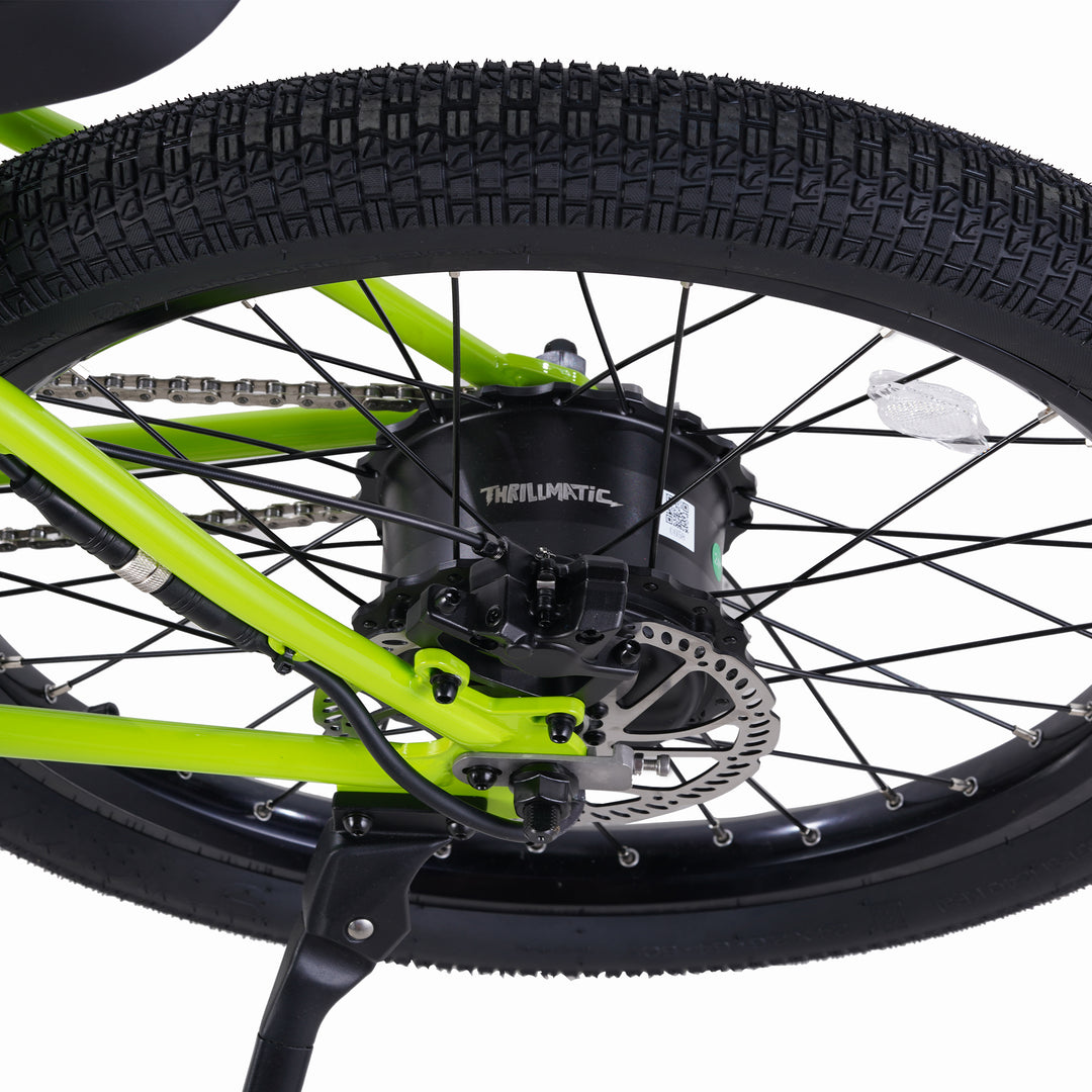 Zooz Electric Bike Ultra Urban Gen 5 Glow Worm motor high angle side view