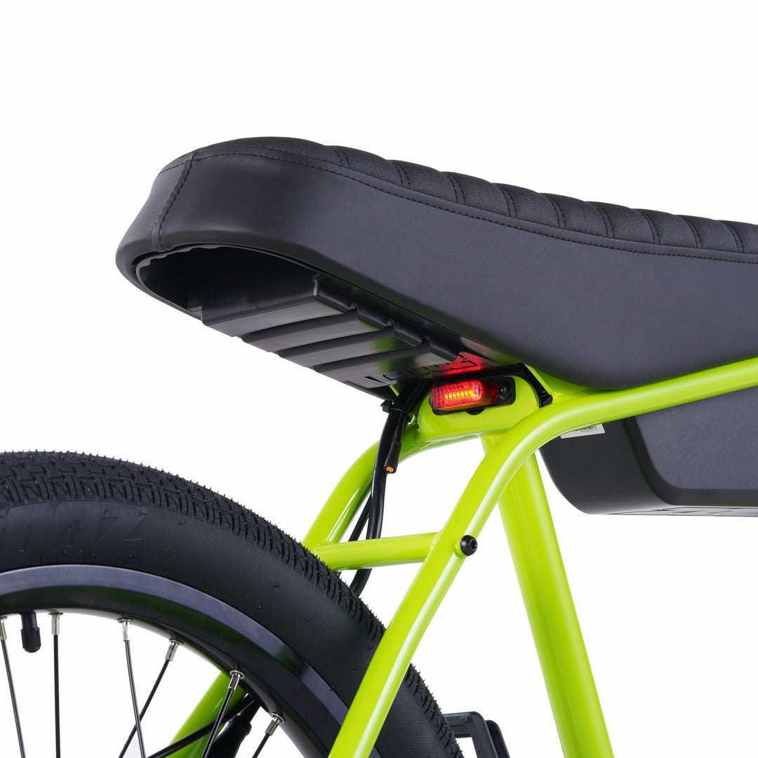 Zooz Electric Bike Ultra Urban Gen 5 Glow Worm Tail light rear 3/4 view