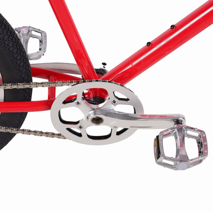 Zooz Electric Bike Ultra Urban Gen 5 Red Rocket crankset above side view