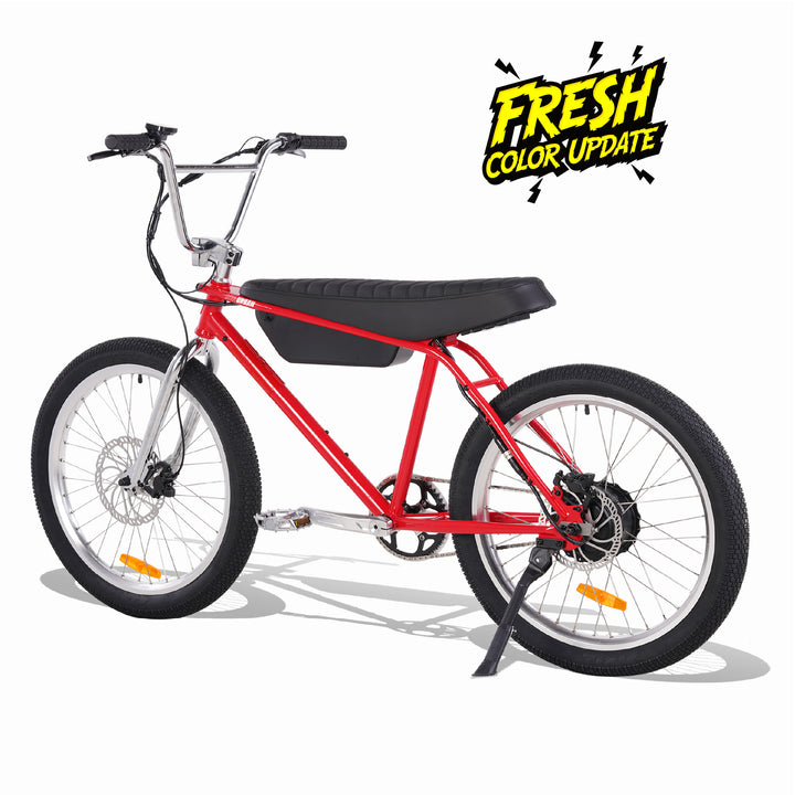 Zooz Electric Bike Ultra Urban Gen 5 Red Rocket rear 3/4 view