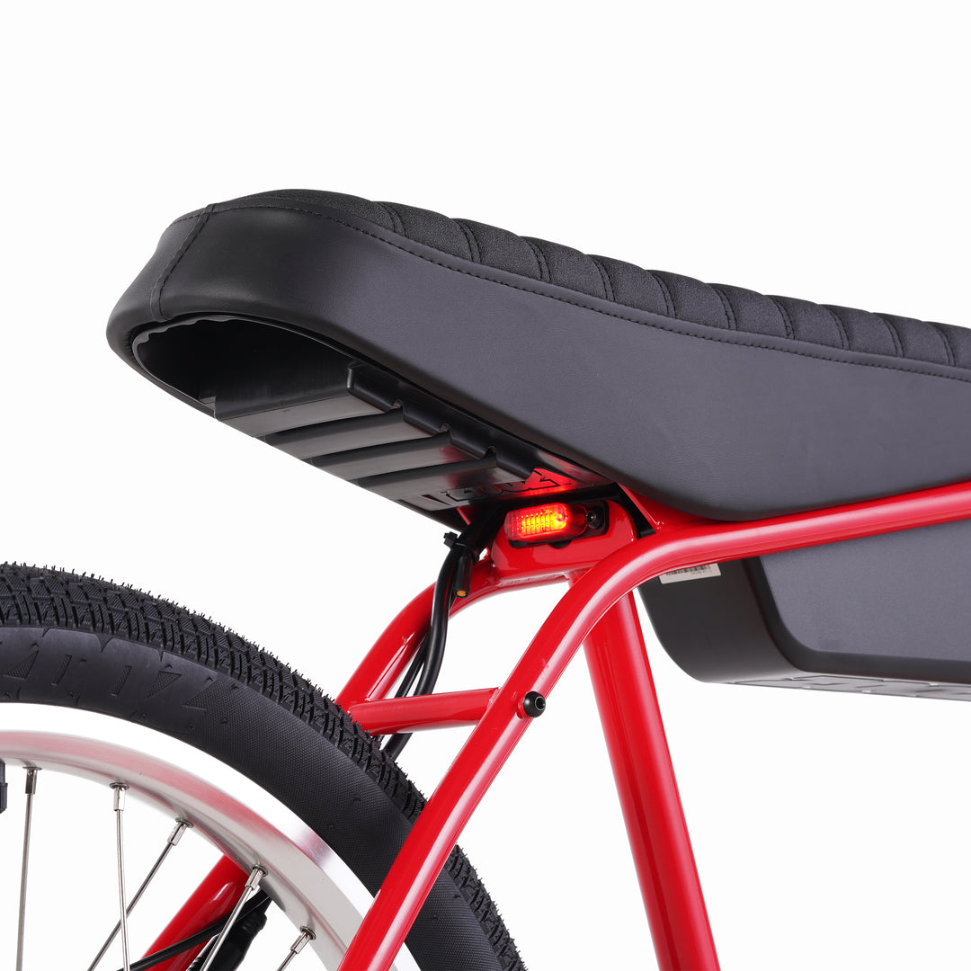 Zooz Electric Bike Ultra Urban Gen 5 Red Rocket tail light rear 3/4 view