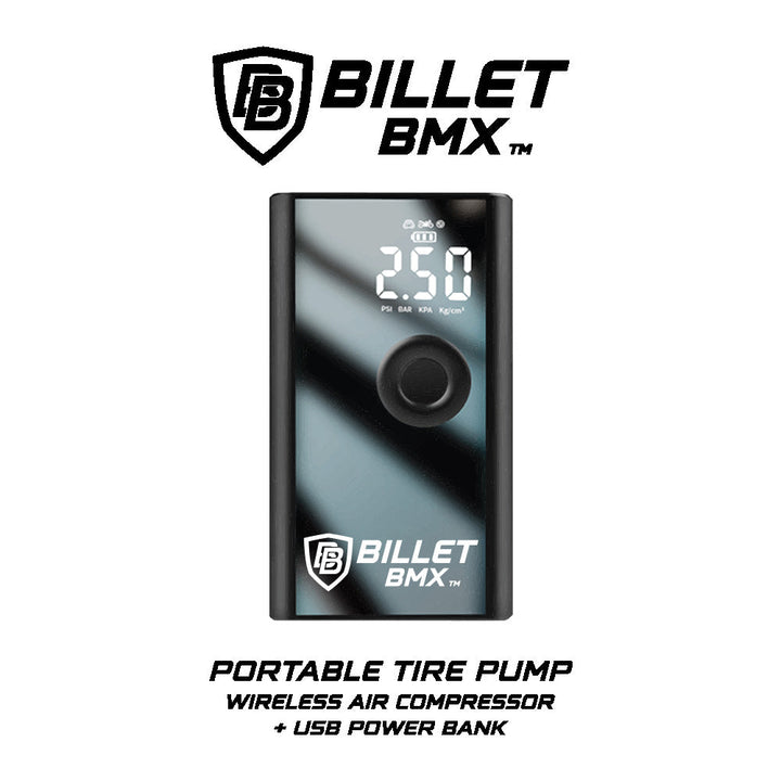 BILLET BMX PORTABLE TIRE PUMP - WIRELESS AIR COMPRESSOR + USB POWER BANK by Billet BMX wheel Billet BMX   
