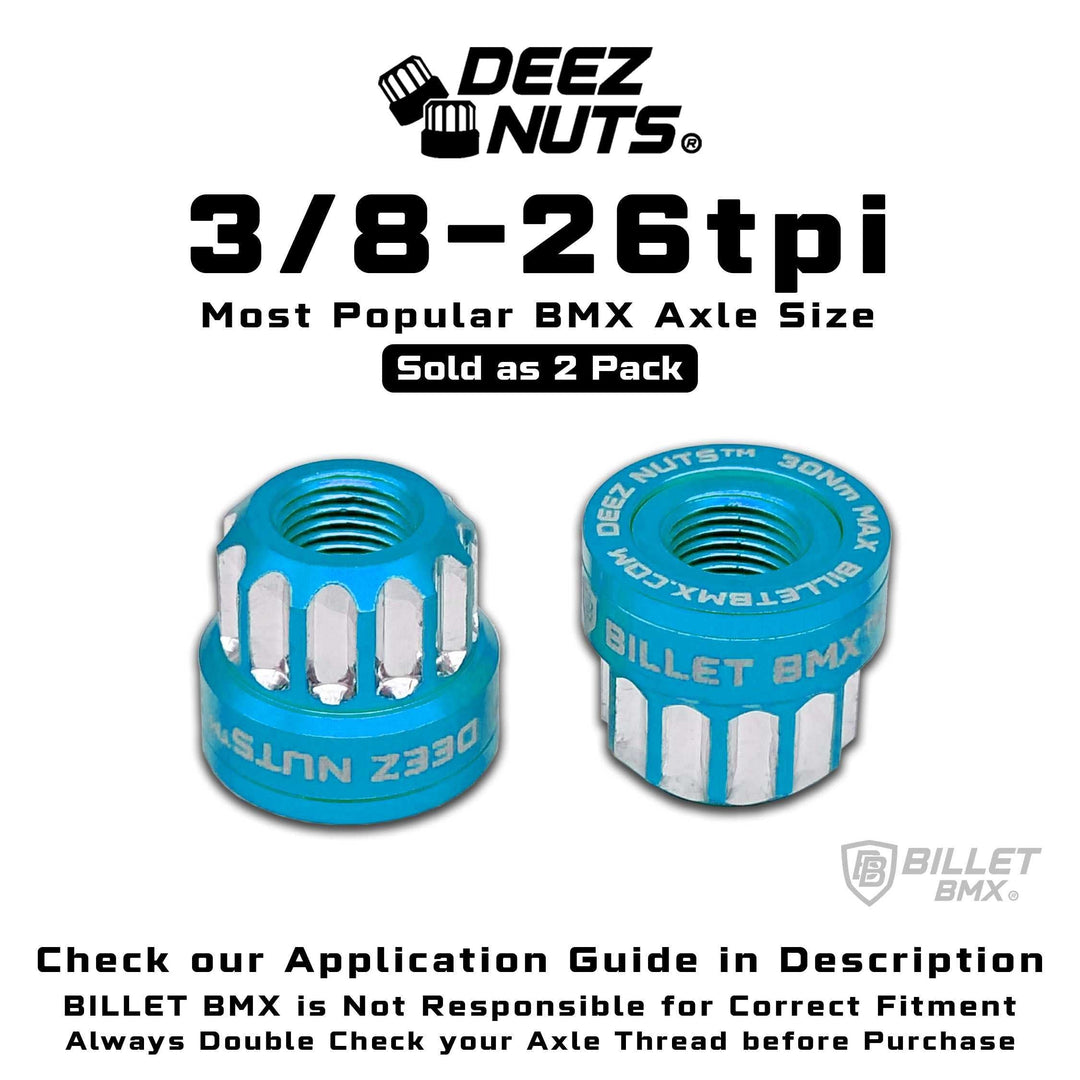 BILLET BMX Axle Nuts Deez Nuts 12 Point Bike Axle Nuts 3/8"-26tpi (2-Pack) - Zoozbikes