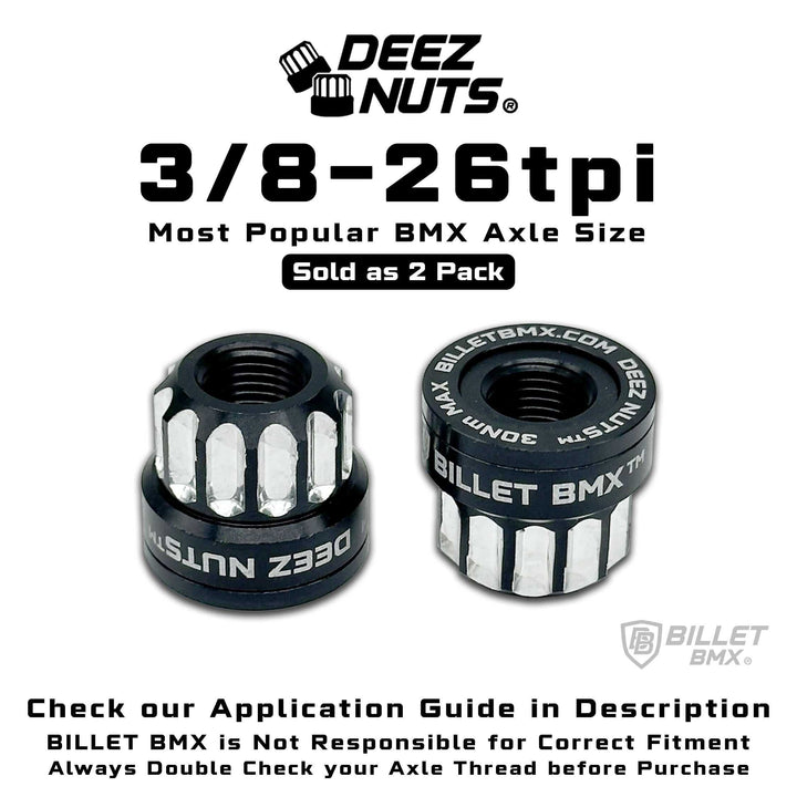 BILLET BMX Axle Nuts Deez Nuts 12 Point Bike Axle Nuts 3/8"-26tpi (2-Pack) - Zoozbikes