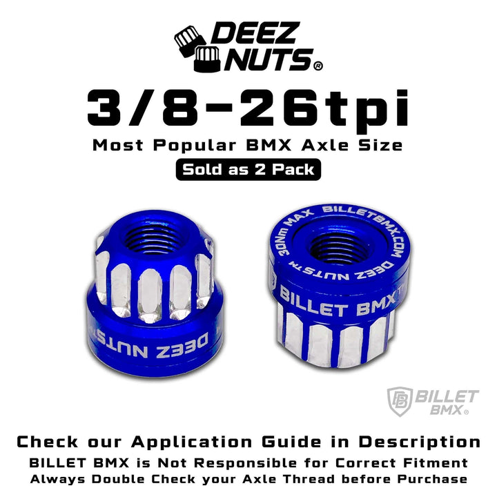 BILLET BMX Axle Nuts Deez Nuts 12 Point Bike Axle Nuts 3/8"-26tpi (2-Pack) - Zoozbikes