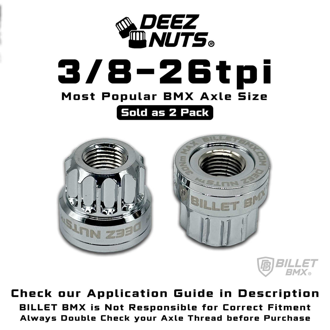 BILLET BMX Axle Nuts Deez Nuts 12 Point Bike Axle Nuts 3/8"-26tpi (2-Pack) - Zoozbikes