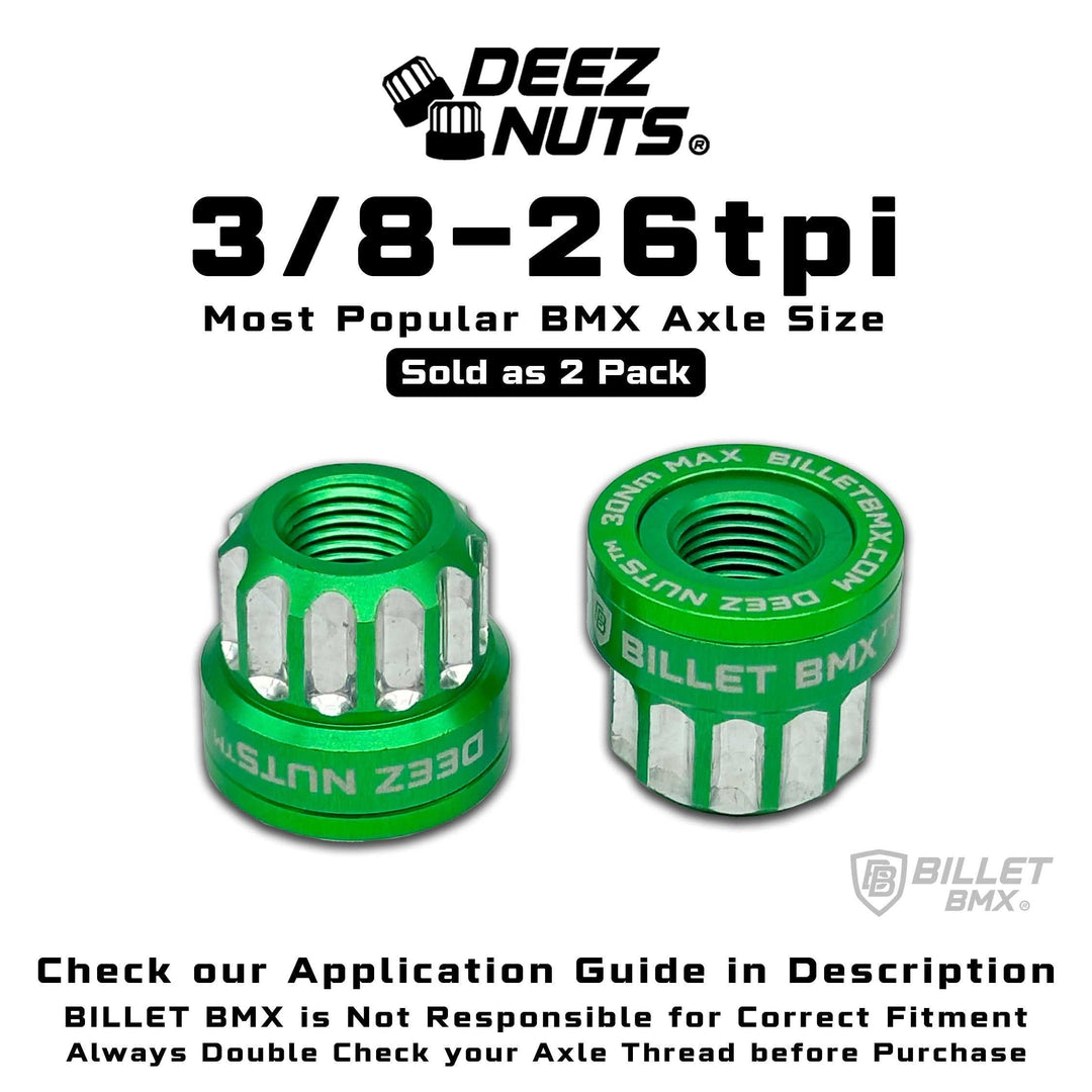 BILLET BMX Axle Nuts Deez Nuts 12 Point Bike Axle Nuts 3/8"-26tpi (2-Pack) - Zoozbikes