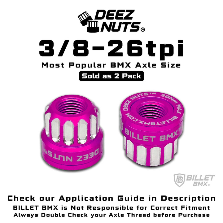 BILLET BMX Axle Nuts Deez Nuts 12 Point Bike Axle Nuts 3/8"-26tpi (2-Pack) - Zoozbikes