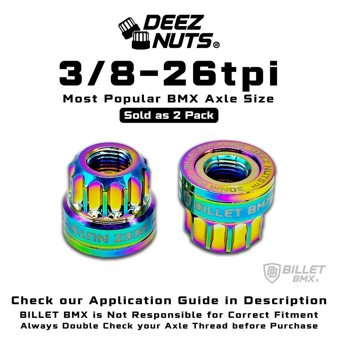 BILLET BMX Axle Nuts Deez Nuts 12 Point Bike Axle Nuts 3/8"-26tpi (2-Pack) - Zoozbikes