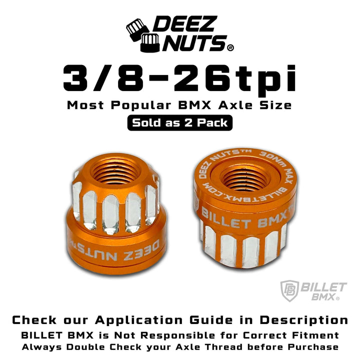 BILLET BMX Axle Nuts Deez Nuts 12 Point Bike Axle Nuts 3/8"-26tpi (2-Pack) - Zoozbikes