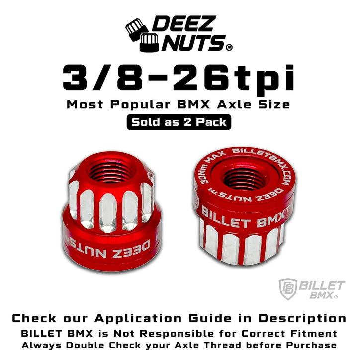 BILLET BMX Axle Nuts Deez Nuts 12 Point Bike Axle Nuts 3/8"-26tpi (2-Pack) - Zoozbikes