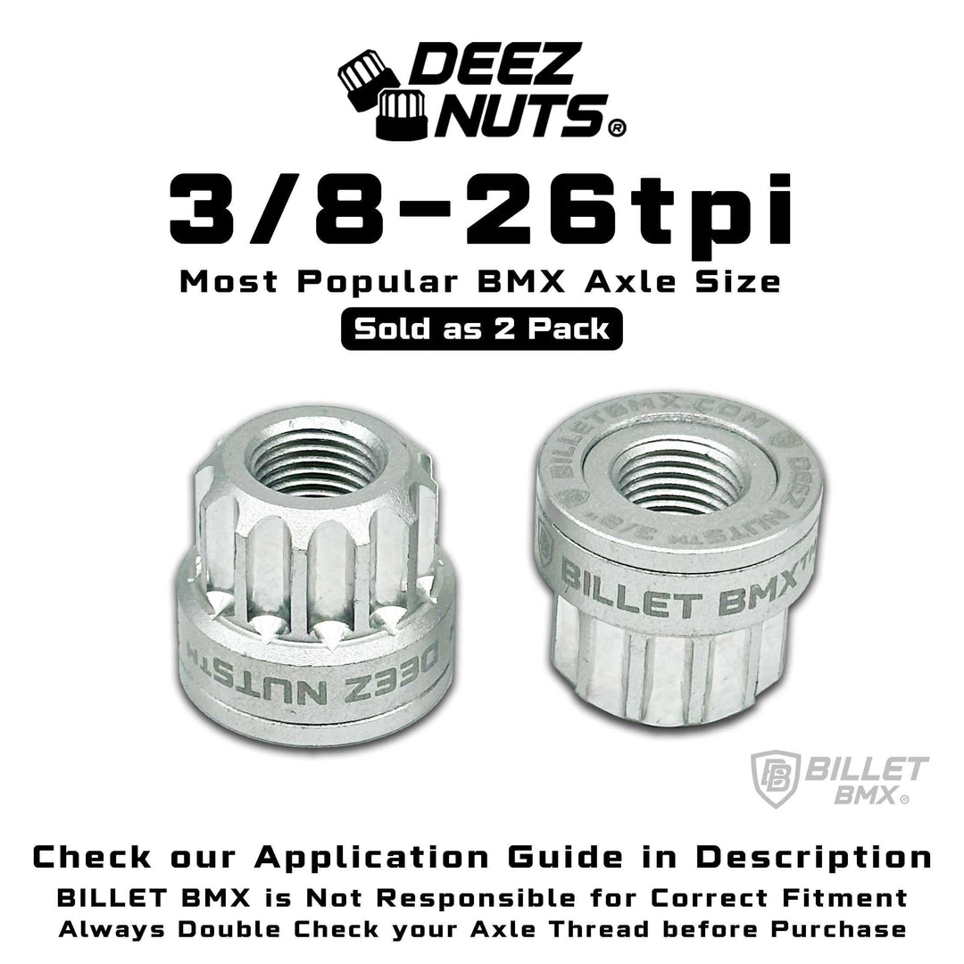 BILLET BMX Axle Nuts Deez Nuts 12 Point Bike Axle Nuts 3/8"-26tpi (2-Pack) - Zoozbikes