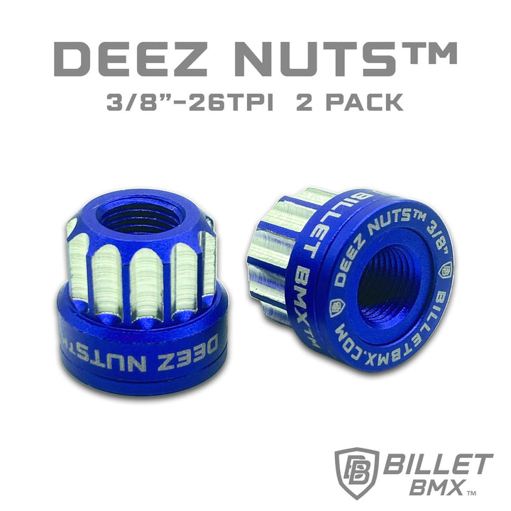 BILLET BMX™ Deez Nuts™ 12 Point Front 3/8"-26 Axle Nuts for ZOOZ Bikes (2 Pack) by Billet BMX wheel Billet BMX BLUE  