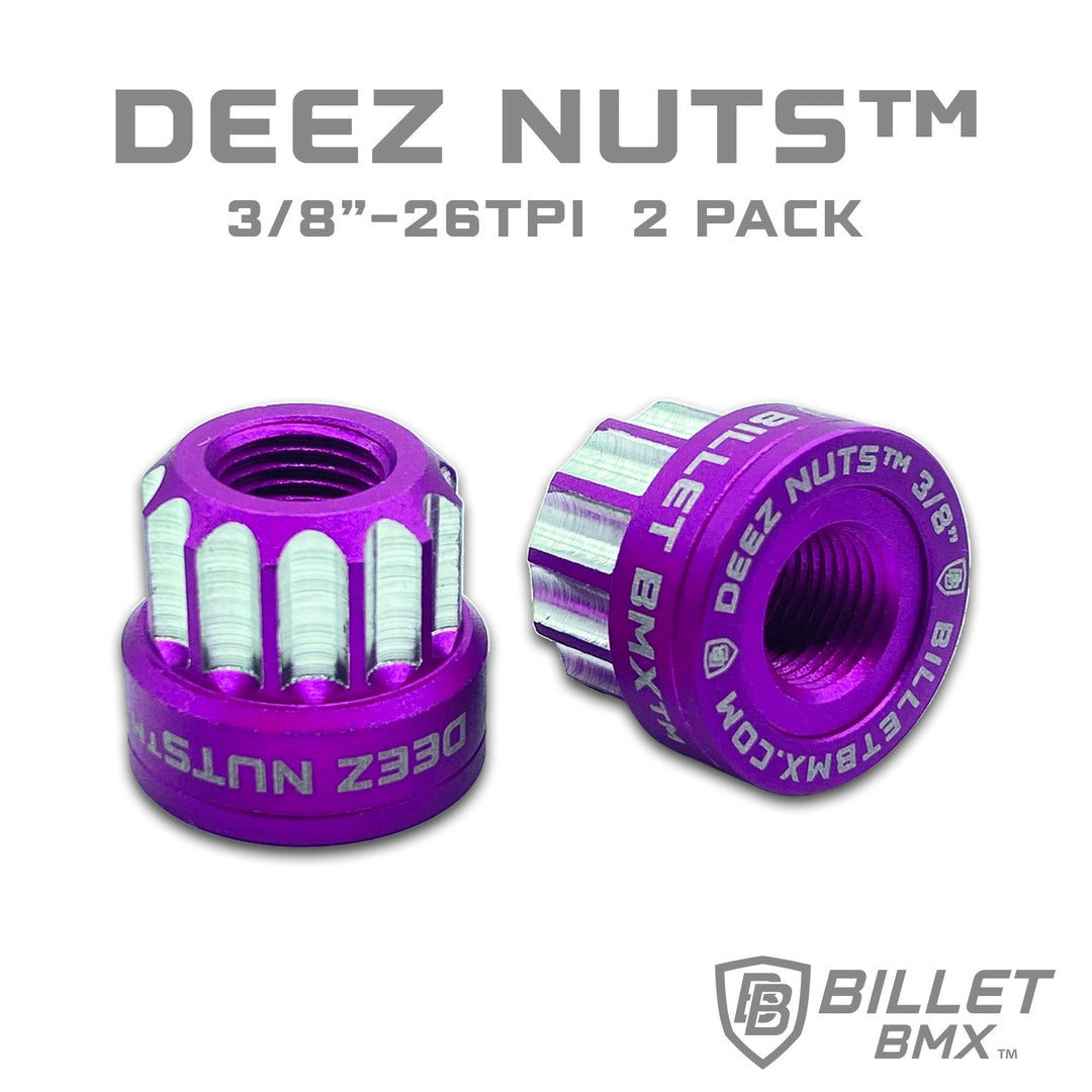 BILLET BMX™ Deez Nuts™ 12 Point Front 3/8"-26 Axle Nuts for ZOOZ Bikes (2 Pack) by Billet BMX wheel Billet BMX PURPLE  