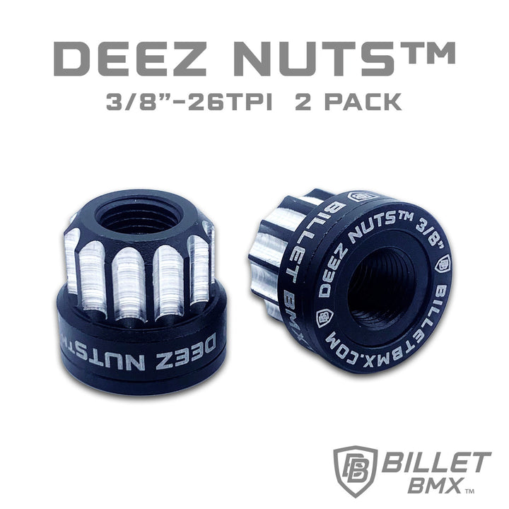 BILLET BMX™ Deez Nuts™ 12 Point Front 3/8"-26 Axle Nuts for ZOOZ Bikes (2 Pack) by Billet BMX wheel Billet BMX BLACK  