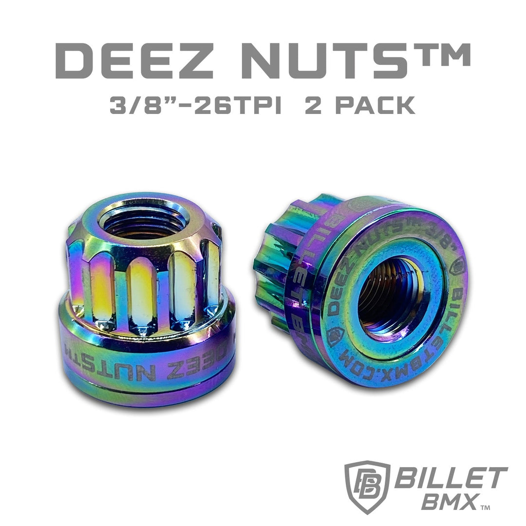 BILLET BMX™ Deez Nuts™ 12 Point Front 3/8"-26 Axle Nuts for ZOOZ Bikes (2 Pack) by Billet BMX wheel Billet BMX OIL SLICK  