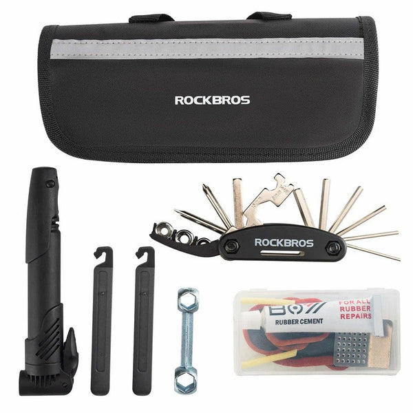 ROCKBROS Kit d'outils de réparation de vélo 44 en 1 - Pratique - Kit de réparation avec étui de rangement - Outil de réparation pour VTT BMX