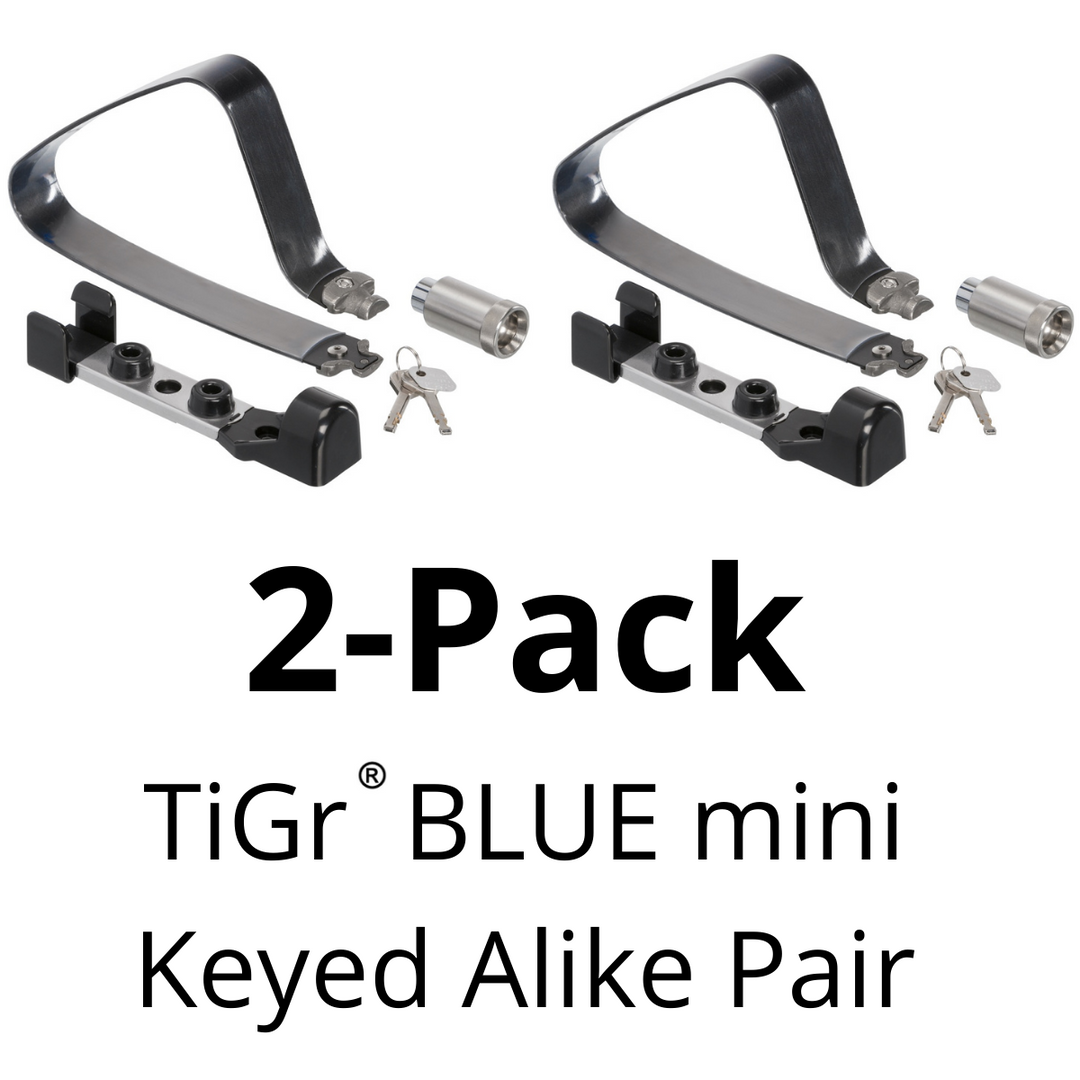 Keyed Alike Pair of TiGr BLUE mini – blue steel mini ulocks: strong, lightweight, certified bicycle security by TiGr Lock Parts TiGr Lock   